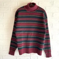 美品✨マックレガー【M】レトロボーダー 毛100％／タートルネックセーター