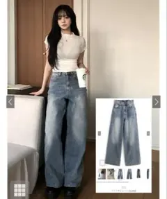 GRL ワイドデニムパンツ cu595 Mサイズ