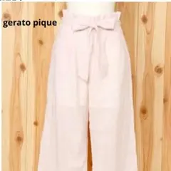 新品★ジェラートピケ /コットンガーゼロングパンツ /ピンクストライプ/Free