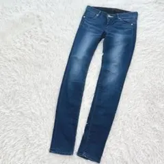 スライ スキニー デニムパンツ ヴィンテージ加工 綿 ストレッチ有 青