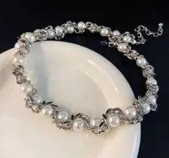 シルバー カラーチェーン ネックレス　鎖　フェイクパール　グランジ　Y2k