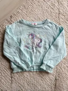 水色 ユニコーン刺繍 トレーナー メゾピアノ　mez zopiano