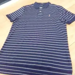 179）Polo Ralph Lauren ネイビー ストライプ ポロシャツ M