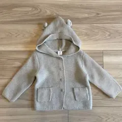 Baby GAP くま耳フード付きカーディガン 12-18ヶ月 80cm グレー