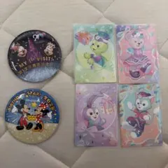 香港ディズニーランド20周年限定　トレカ　2種類缶バッジ付き