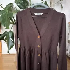 新品☆トラッツオドンナ　リブニットフレアカーディガン　ブラウン