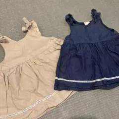 【ベビー服70cm】女の子チュニックワンピース2点セット 100cm
