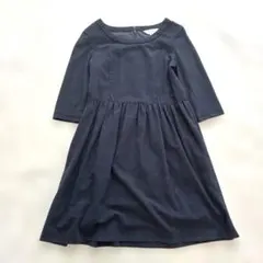 美品スウィートマミー マタニティワンピース 授乳 ネイビー 七分袖 冠婚葬祭 L