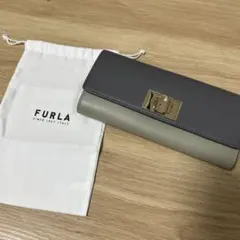 FURLA グレー フラップ式長財布 収納袋付き