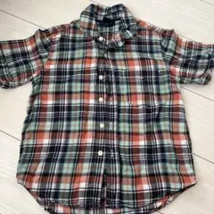 GapKids 半袖ガーゼ柔らか生地 チェックシャツ 120cm 美品