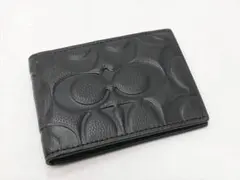 [3335-2]　未使用　＊コーチ＊　シグネチャー型押し　レザー　カードケース