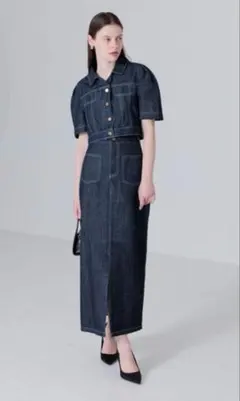 Leja デニムセットアップ 上下セット ジャケット スカート 春服