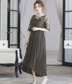 niana　刺繍レース切替プリーツワンピース　オケージョン　お呼ばれ　結婚式