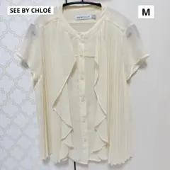 【美品】SEE BY CHLOÉ フリルプリーツブラウス オフホワイト 38 Mのサムネイル