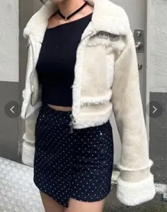 ショートフェイクムートンブルゾン