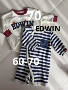 バースデイ　EDWIN ロンパース・ガバーオール60-70サイズ　２枚セット