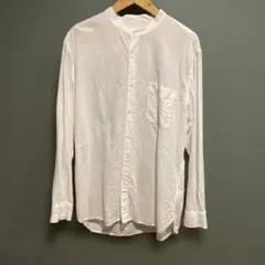 ユニクロ　スタンドカラー　シャツ　麻綿