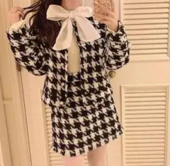 即日発送sweemy closet格子柄ツイーチチェック柄ジャケットセットアップ