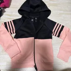 adidas フード付きジャージ ピンク/黒