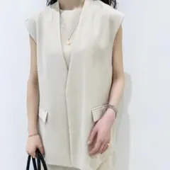 タグ付未使用品 23区 ストレッチジョーゼット ノーカラー ジャケット