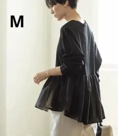 オペークドットクリップ　ドッキングペプラムカットソー【洗濯機洗い可】　黒　38