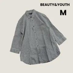 BEAUTY&YOUTH ギンガムチェック BDシャツ 七分袖　細身　M 春夏