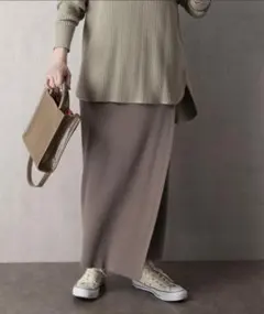 FREAK'S STORE リブニット　ラップスカート　マキシ丈