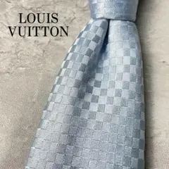 美品 LOUIS VUITTON ジャガード マイクロダミエ ネクタイ 水色