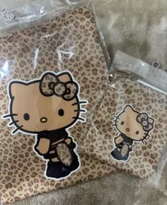 新品　サンリオ　ヒョウ柄キティ　巾着L、 S 2点セット　日焼けキティ