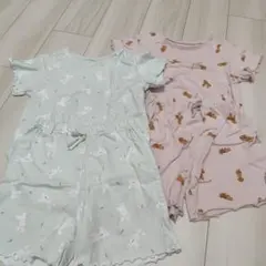 ウサギとイヌのプリントパジャマセット 130
