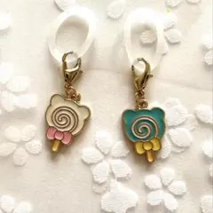 クリームソーダのマスクチャーム】ハンドメイド ビーズ 夏ピアス