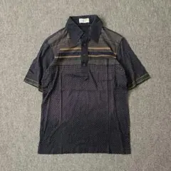 ポロシャツ 半袖 L ネイビー 綿100% 日本製 メンズ Y2K ゴルフウェア