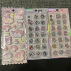 マイメロディ　クロミ　おはじきふうシール　マシュマロシール　3点セット