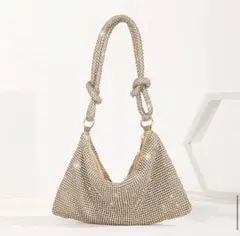 新品✨キラキラダイヤ式ラインストーン装飾 バッグ　ゴールド