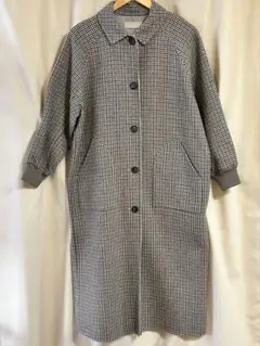 千鳥格子柄　ダブルフェイス　ロングコート　Mサイズ　ランドワース