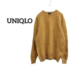 UNIQLO/ユニクロ クルーネックニット 長袖 マスタード ウール100% L