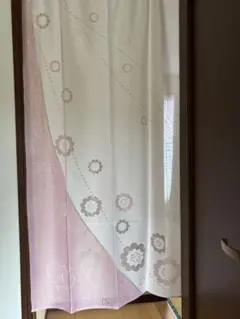 花柄 レースのれん ピンク×ホワイト