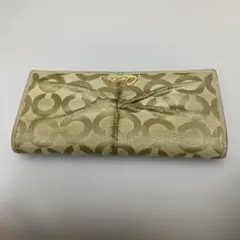 COACH シグネチャー 長財布 ベージュ ゴールドのサムネイル