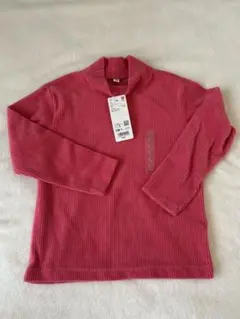 UNIQLO ピンク タートルネック 120 リブフリースハイネックTシャツ