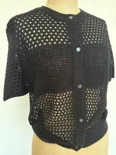 濃紺透かし編みニットカーディガン