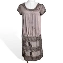 ❤️美品 クミキョク 光沢 シフォンスリーブ ティアード ワンピース 2・M