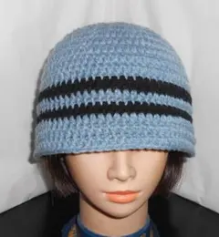 青／黒・ビーニー・バケット・クラッシャーハット・男女兼用・ハンドメイド