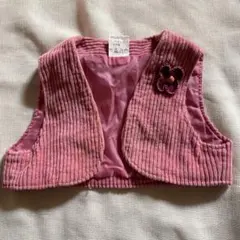 ピンク コーデュロイ キッズベスト サイズ110 レトロ