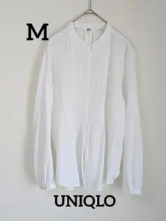 ⭐️本日発送‼️ UNIQLO ホワイトプリーツ長袖シャツ　ブラウス　Mサイズ