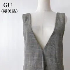 【極美品】　ジーユー　グレンチェックジャンパースカートサロペットブラウン