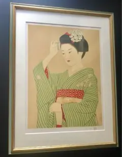 志村立美の饗宴「湯上り」凛とした麗しの女性像外寸美人木版画 志村立美の饗宴「湯上り」凛とした麗しの女性像外寸美人木版画 - メルカリ