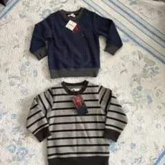 長袖カットソー2点セット ネイビー/ストライプ