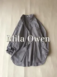 ミラオーウェンMilaOwenコットン100オーバーサイズギンガムチェックシャツ