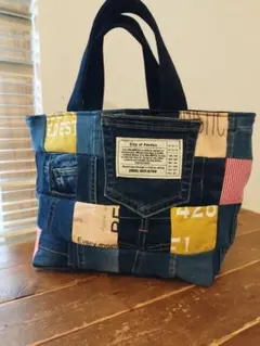 No.1310ハンドメイド★トートバッグ★デニムリメイク★パッチワーク