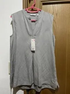 ノースリーブ　リネンブレンドスキッパーシャツ